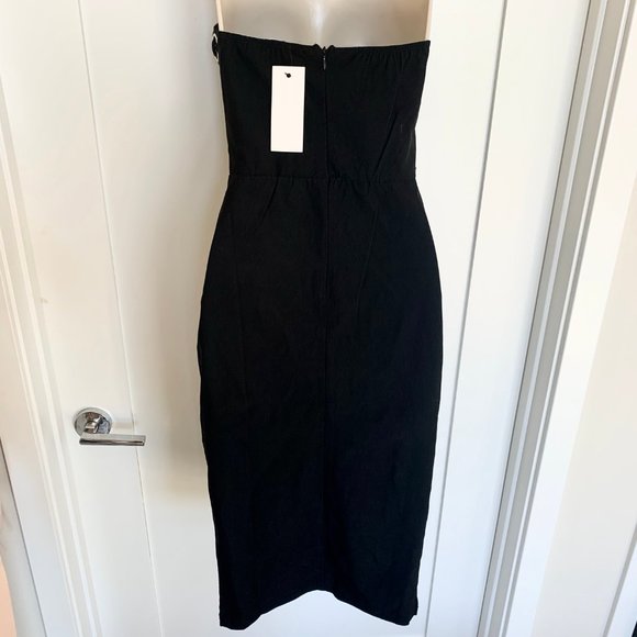 Rare London Black Bodycon Midi Sexy Dress _ 6 - Picture 6 of 7